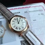 Cartier 18K 29*7.54MM 157 Movement Crocodile Leather Bracelet Watch